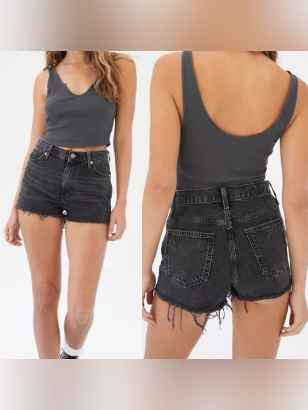 BDG Girlfriend High-Waisted Denim Short - Washed Black Denim